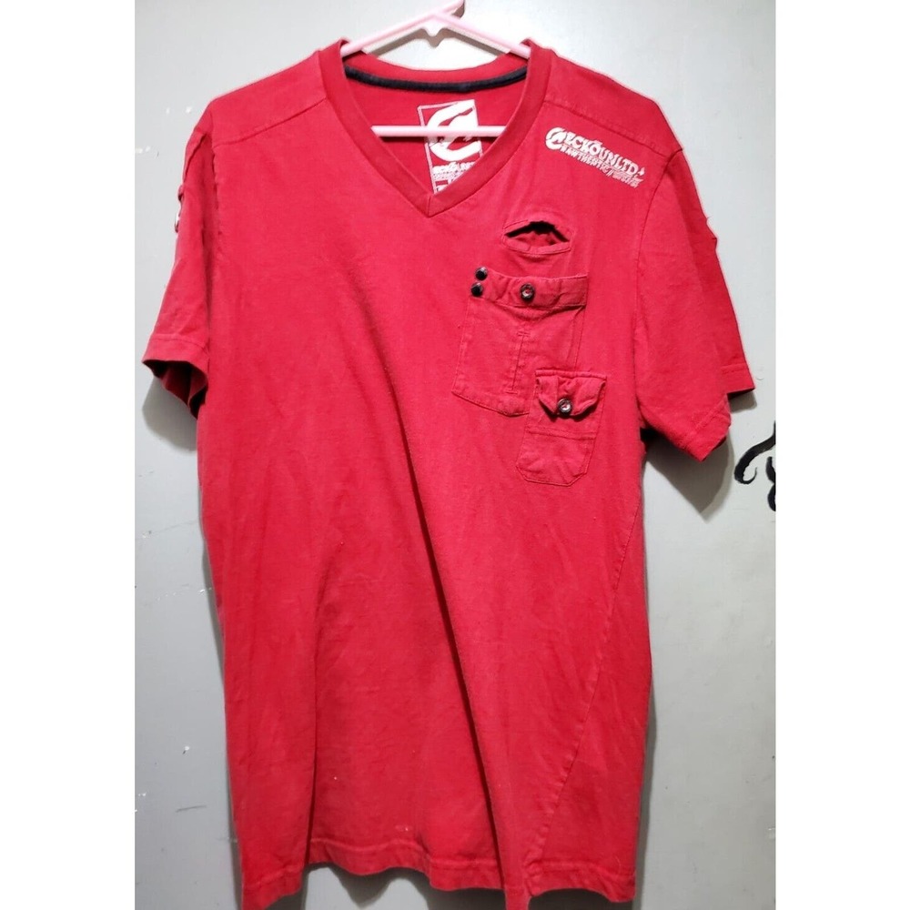 echo unltd Deep Red V NECK Large